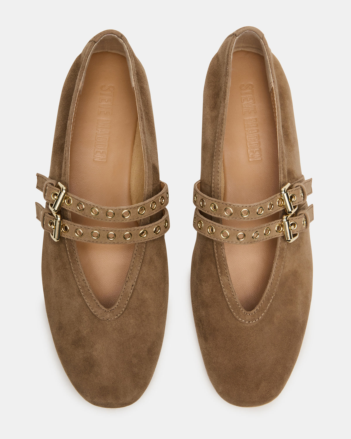 LYDIA Taupe Suede Square-Toe Mary Jane Ballet Women's Flat | Steve Madden Popular