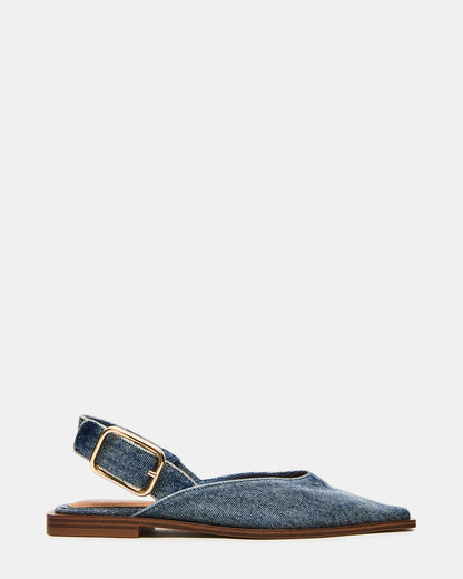SHAY Denim Fabric Pointed-Toe Slingback Ballet Women's Flat | Steve Madden Sale