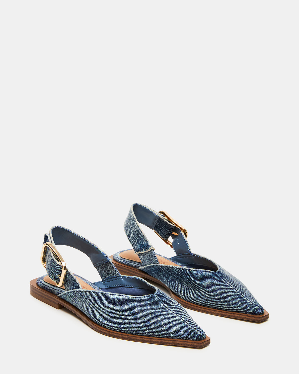 SHAY Denim Fabric Pointed-Toe Slingback Ballet Women's Flat | Steve Madden Sale