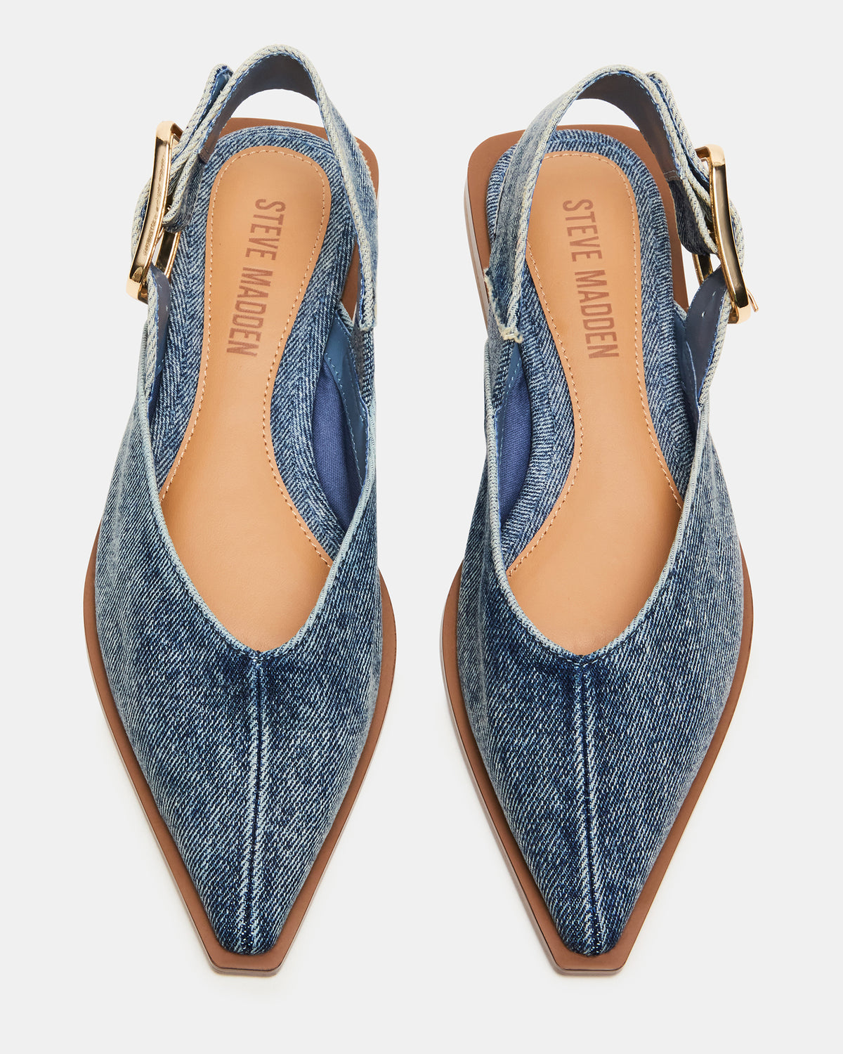 SHAY Denim Fabric Pointed-Toe Slingback Ballet Women's Flat | Steve Madden Sale