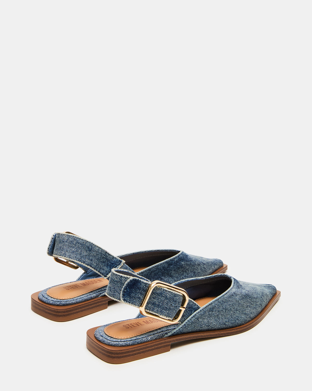 SHAY Denim Fabric Pointed-Toe Slingback Ballet Women's Flat | Steve Madden Sale