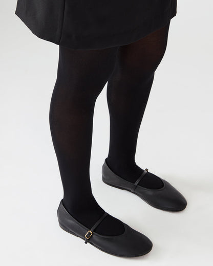 BESETTE Black Leather Mary Jane Ballet Women's Flat | Steve Madden Discount