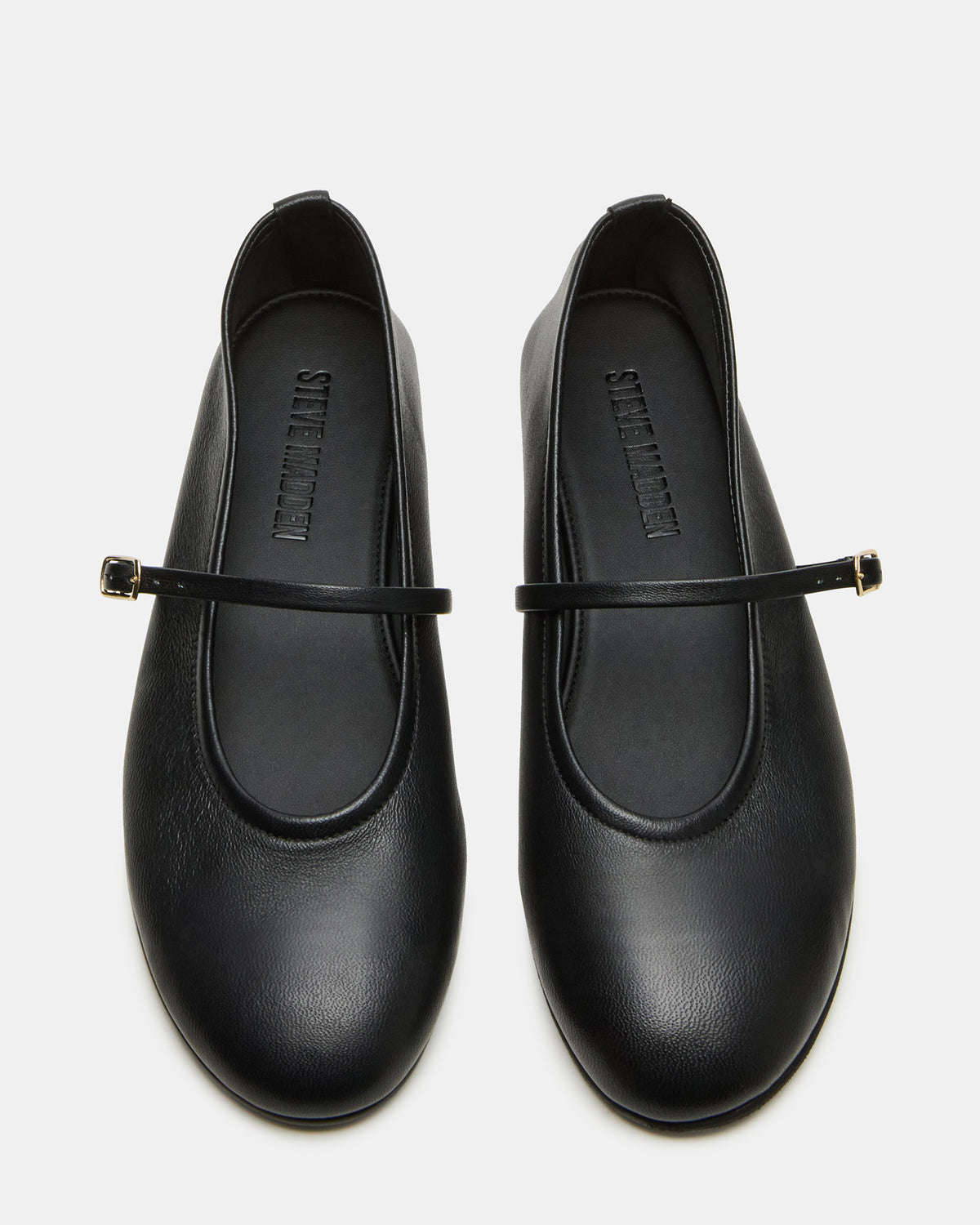 BESETTE Black Leather Mary Jane Ballet Women's Flat | Steve Madden Discount