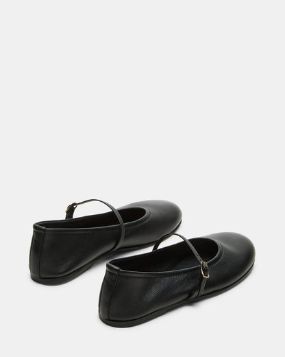 BESETTE Black Leather Mary Jane Ballet Women's Flat | Steve Madden Discount
