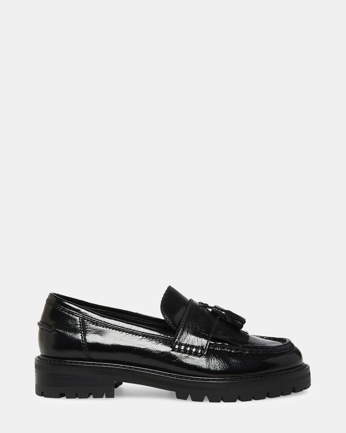 MINKA Black Leather Women's Platform Lug Sole Loafer | Steve Madden Special Offer