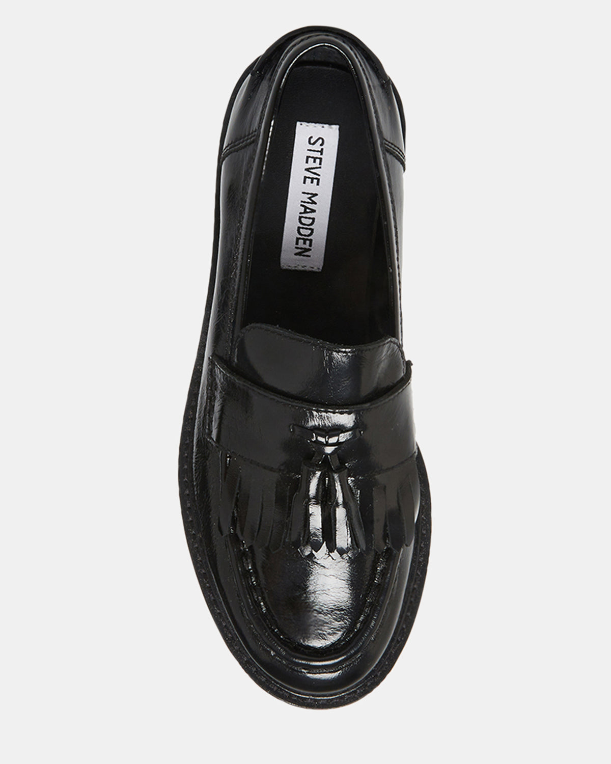 MINKA Black Leather Women's Platform Lug Sole Loafer | Steve Madden Special Offer