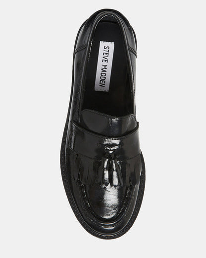 MINKA Black Leather Women's Platform Lug Sole Loafer | Steve Madden Special Offer