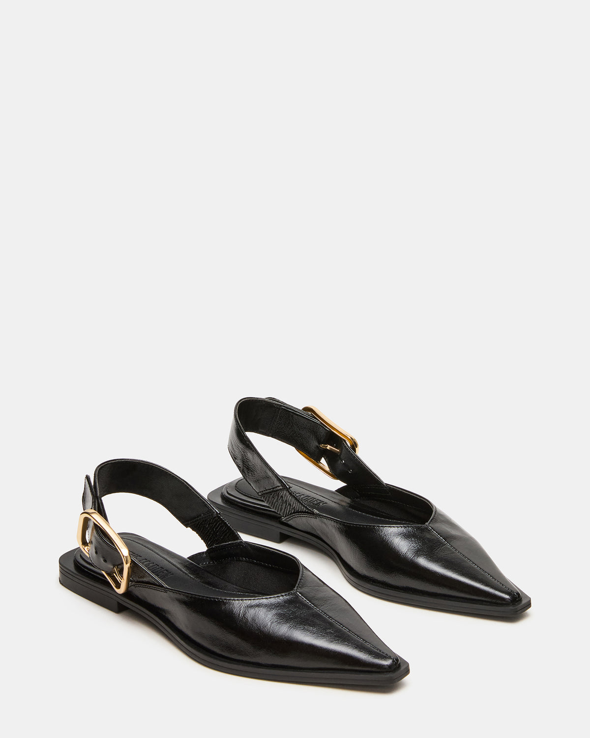 SHAY Black Leather Pointed-Toe Slingback Ballet Women's Flat | Steve Madden Discount
