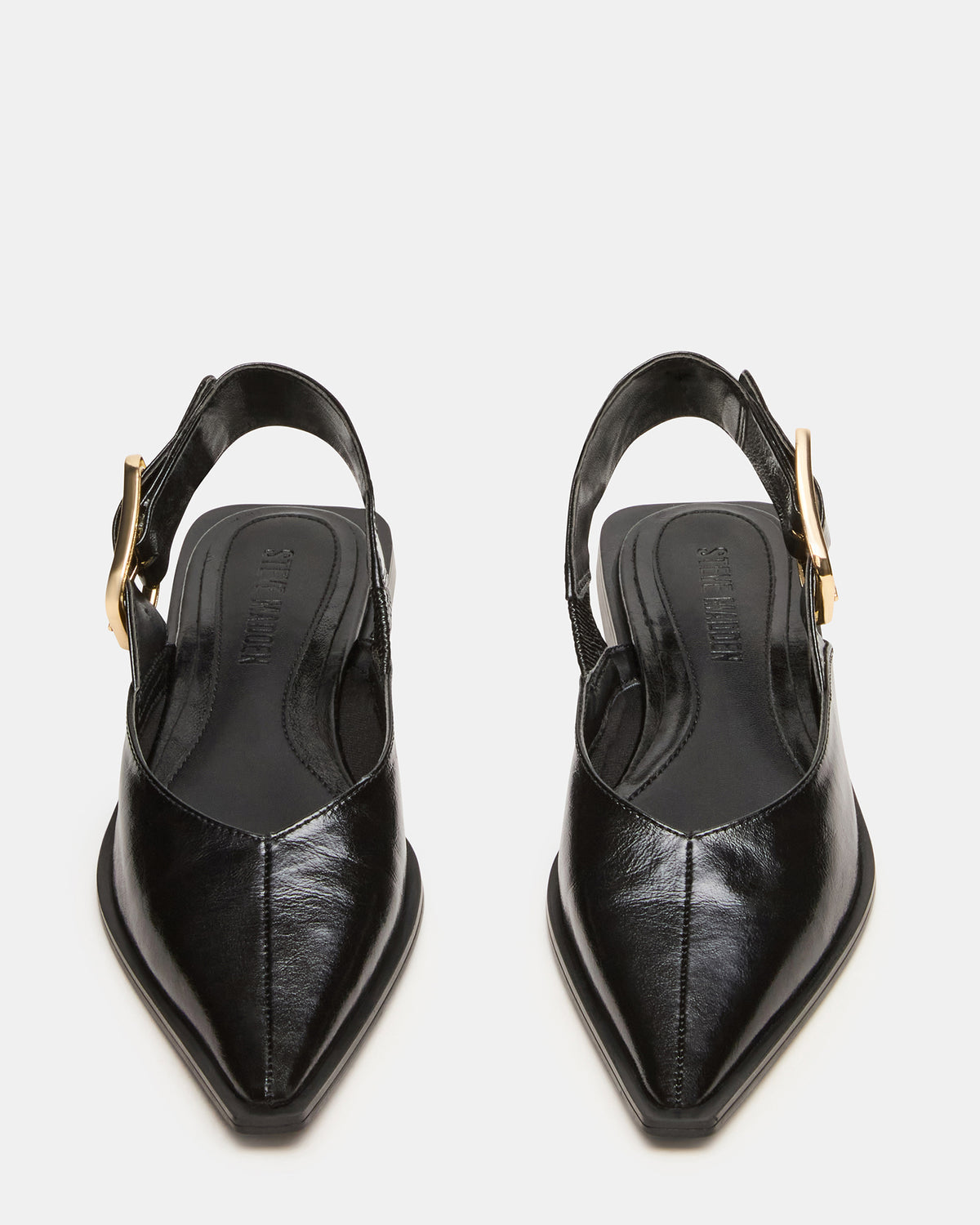 SHAY Black Leather Pointed-Toe Slingback Ballet Women's Flat | Steve Madden Discount