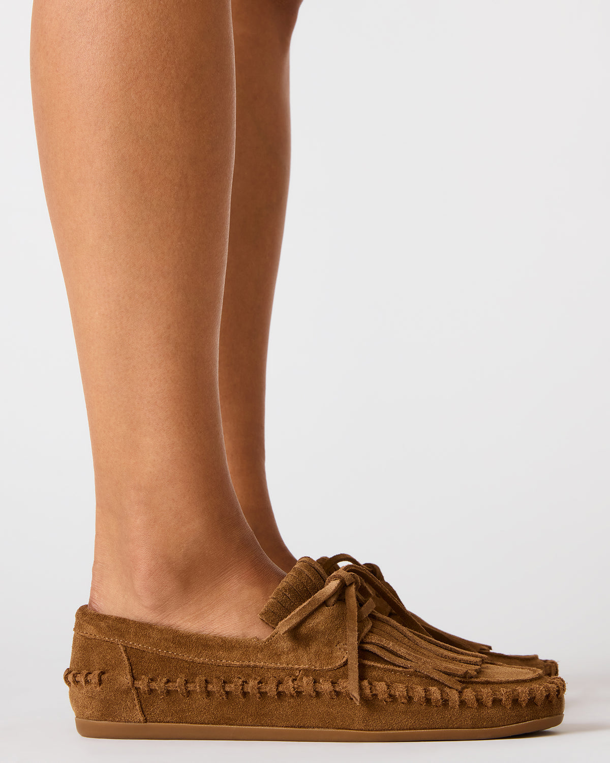 SAMUAL Chestnut Suede Fringe Boat Women's Loafer | Steve Madden Classic