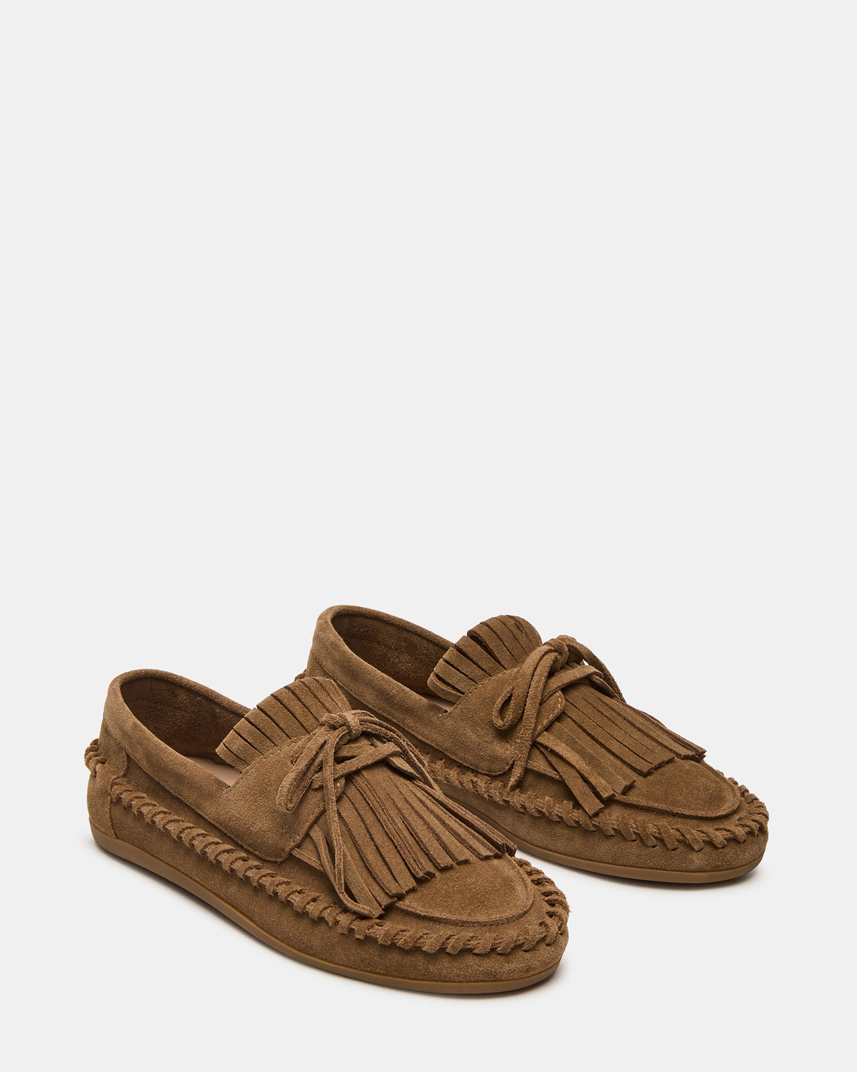 SAMUAL Chestnut Suede Fringe Boat Women's Loafer | Steve Madden Classic