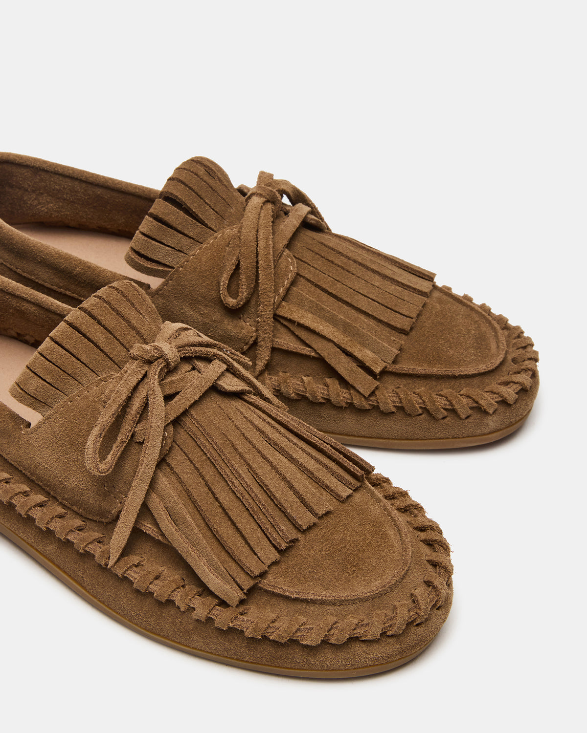 SAMUAL Chestnut Suede Fringe Boat Women's Loafer | Steve Madden Classic