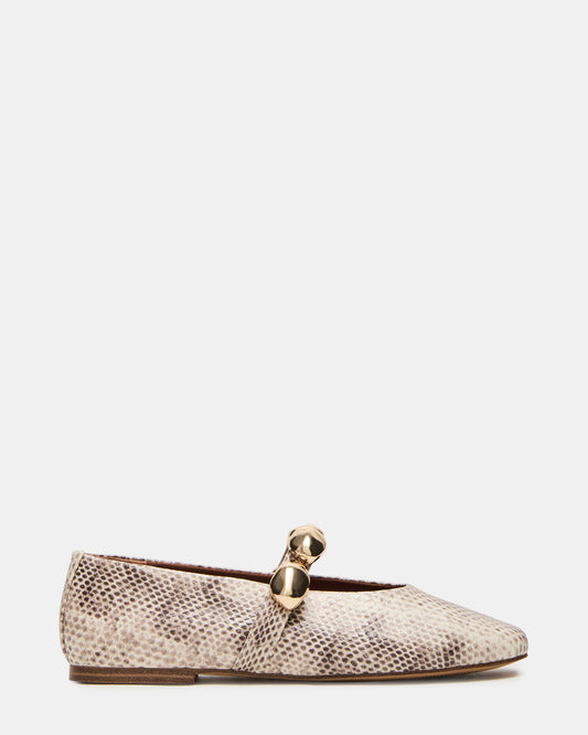 POPPIN Natural Snake Mary Jane Ballet Women's Flat | Steve Madden Premium