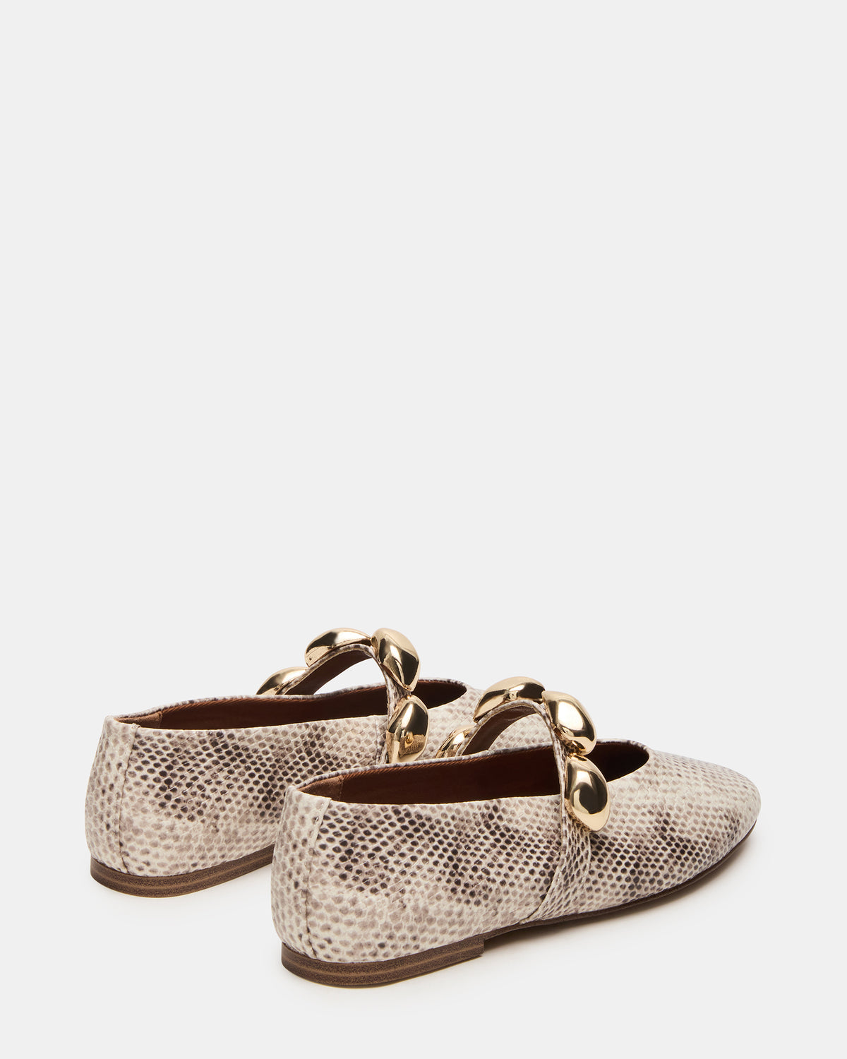 POPPIN Natural Snake Mary Jane Ballet Women's Flat | Steve Madden Premium