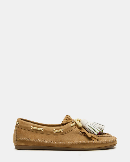 ABNER Chestnut Suede Flat Boat Women's Loafer | Steve Madden Best Seller
