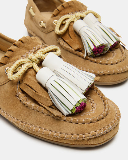 ABNER Chestnut Suede Flat Boat Women's Loafer | Steve Madden Best Seller