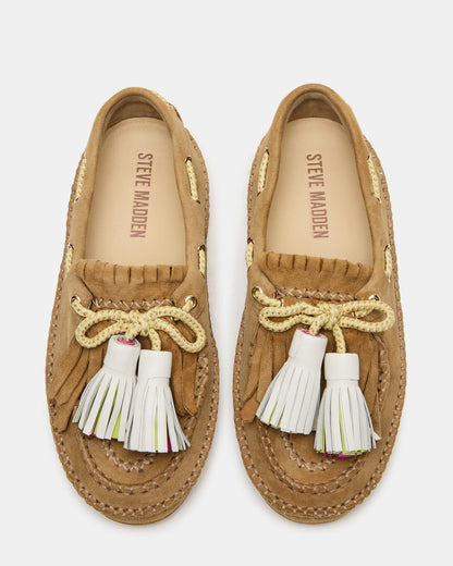 ABNER Chestnut Suede Flat Boat Women's Loafer | Steve Madden Best Seller