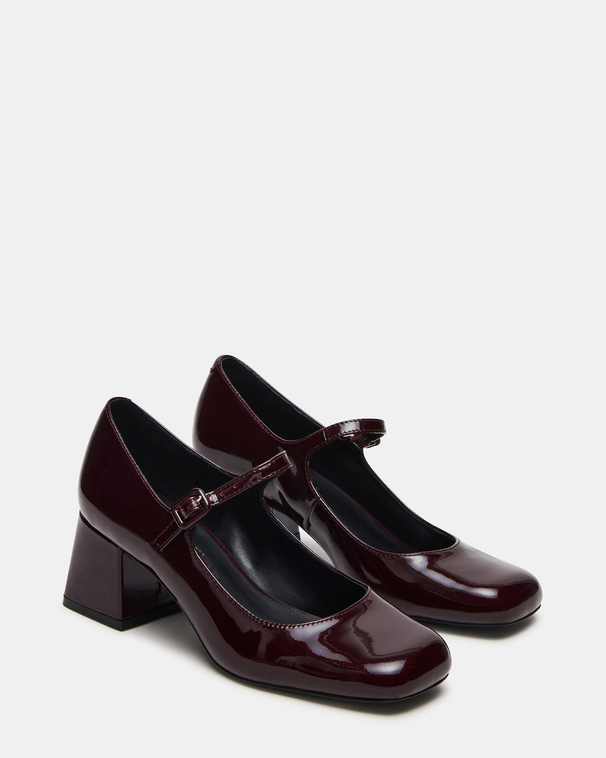 DARCEY Wine Patent Square-Toe Mary Jane Block Heel Women's Loafer | Steve Madden Discount