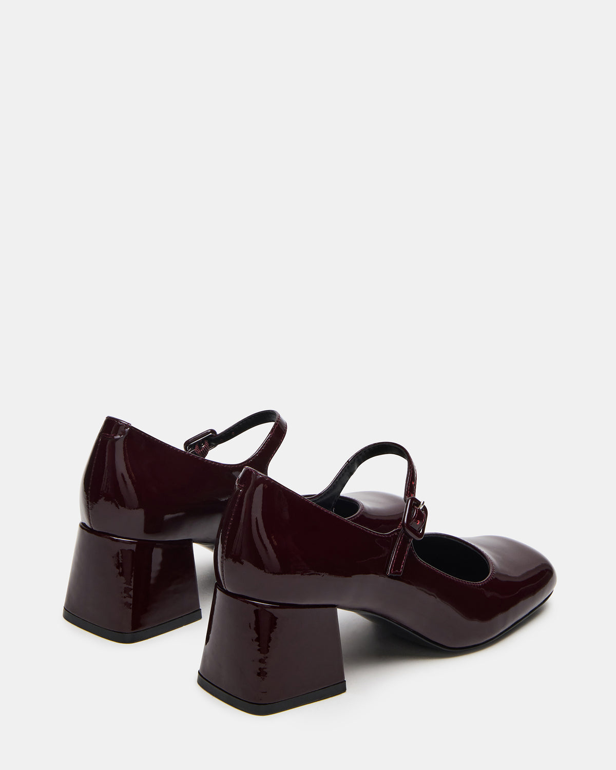 DARCEY Wine Patent Square-Toe Mary Jane Block Heel Women's Loafer | Steve Madden Discount