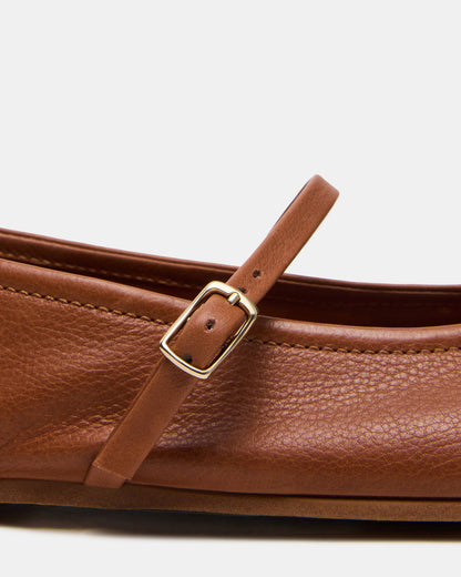 BESETTE Tan Leather Mary Jane Ballet Women's Flat | Steve Madden Classic