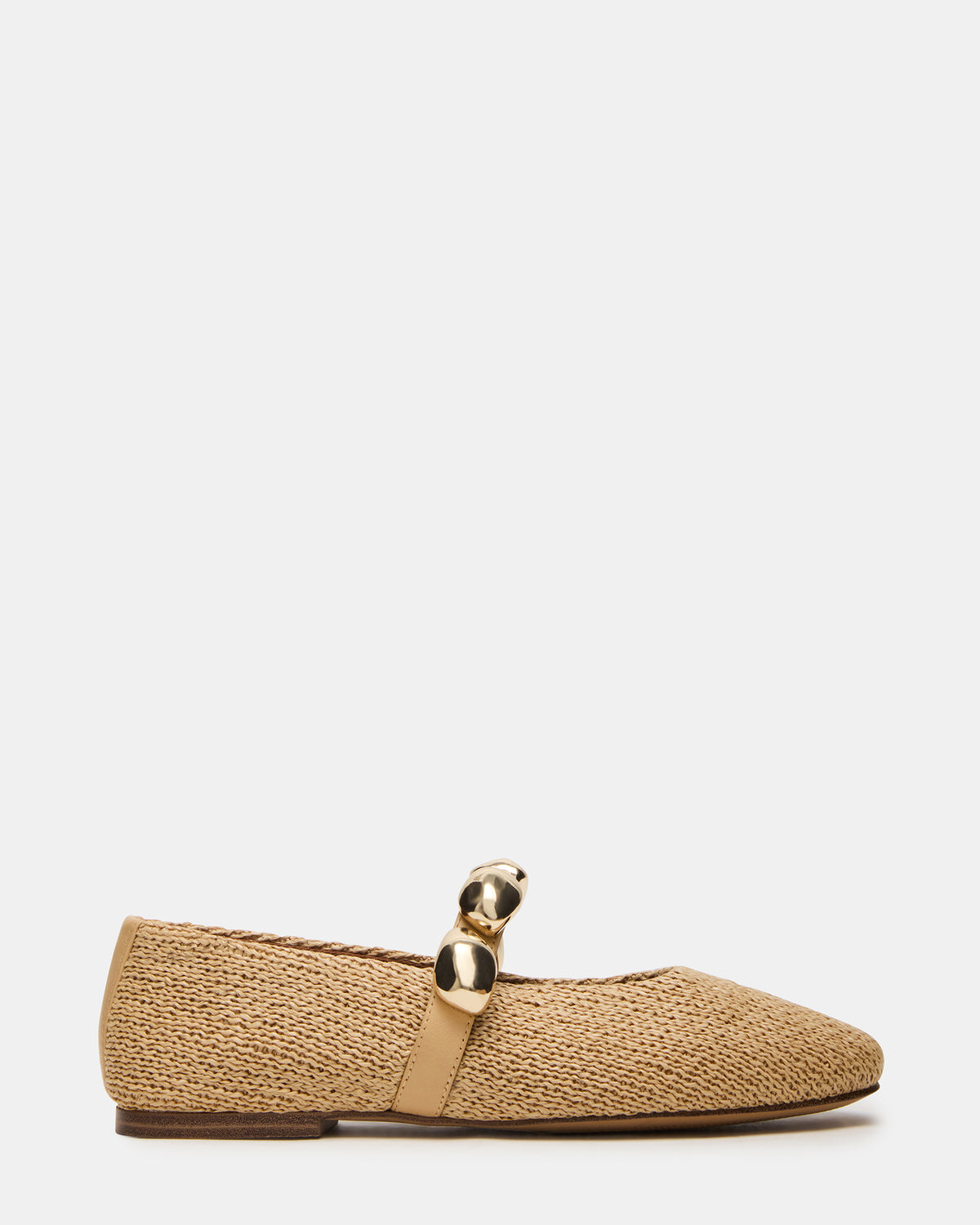 POPPIN Natural Raffia Mary Jane Ballet Women's Flat | Steve Madden Recommended