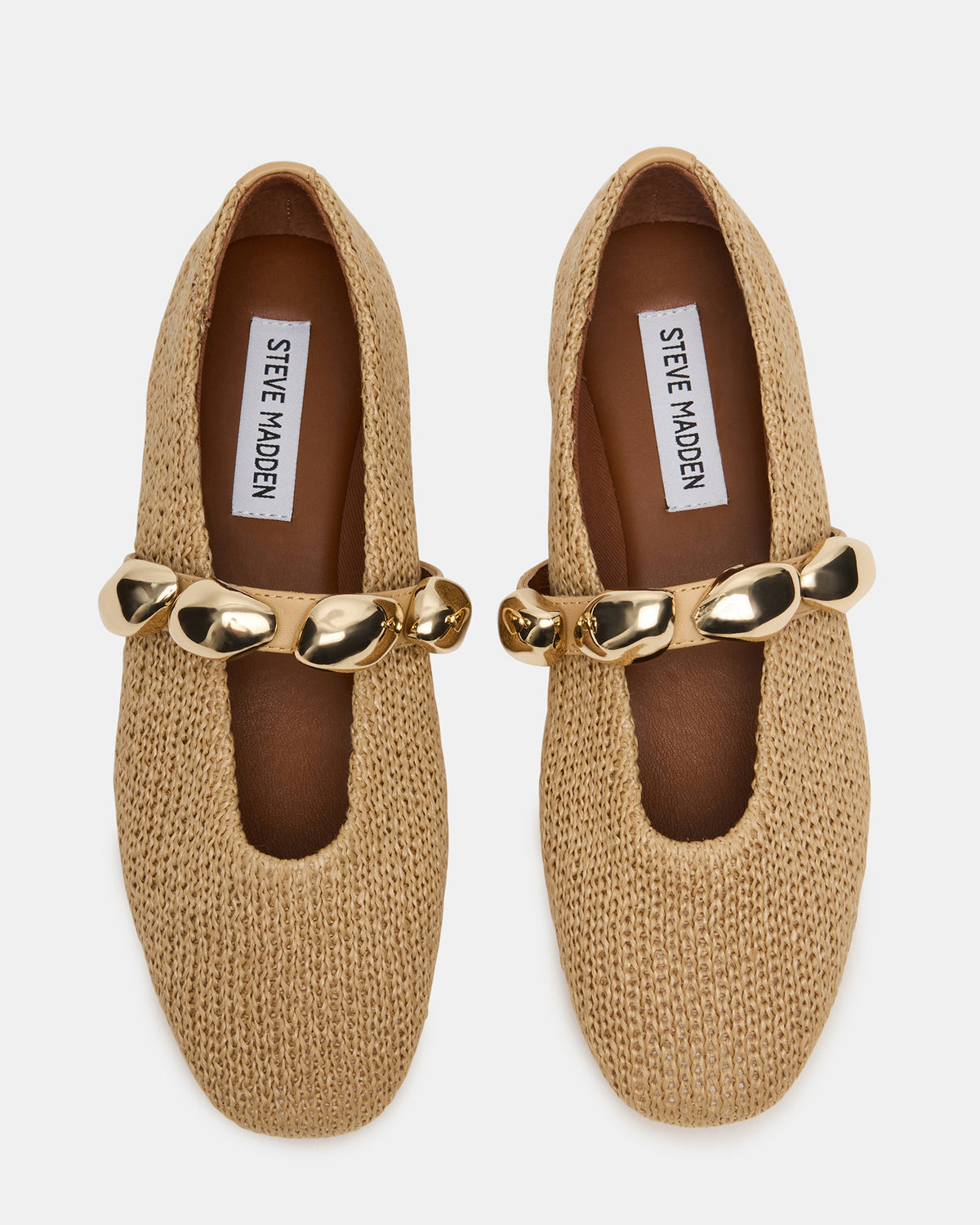 POPPIN Natural Raffia Mary Jane Ballet Women's Flat | Steve Madden Recommended