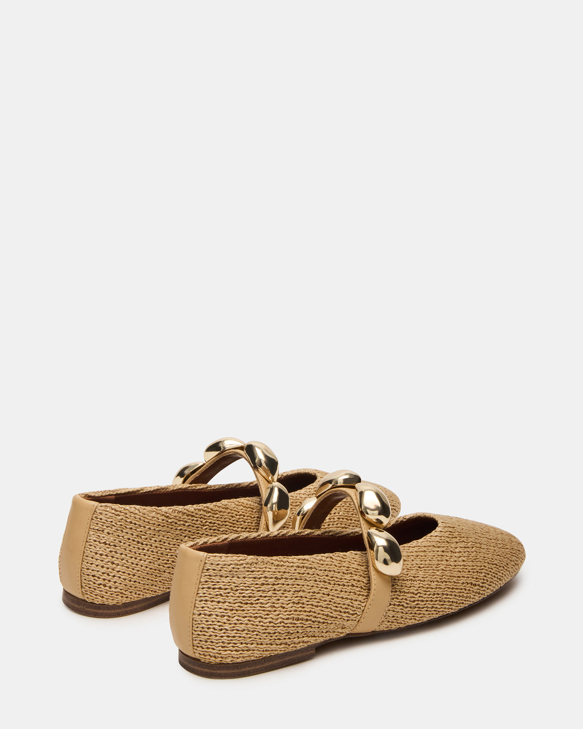 POPPIN Natural Raffia Mary Jane Ballet Women's Flat | Steve Madden Recommended