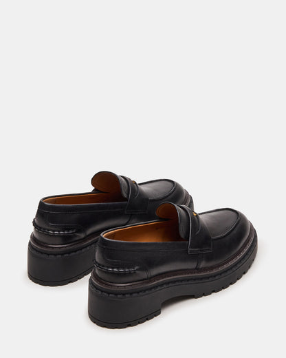 RAFTUS Black Leather Platform Lug Women's Loafer | Steve Madden Best Price