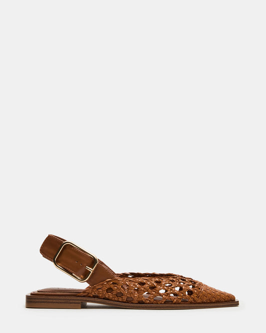 SHAY Woven Cognac Pointed-Toe Slingback Ballet Women's Flat | Steve Madden Popular