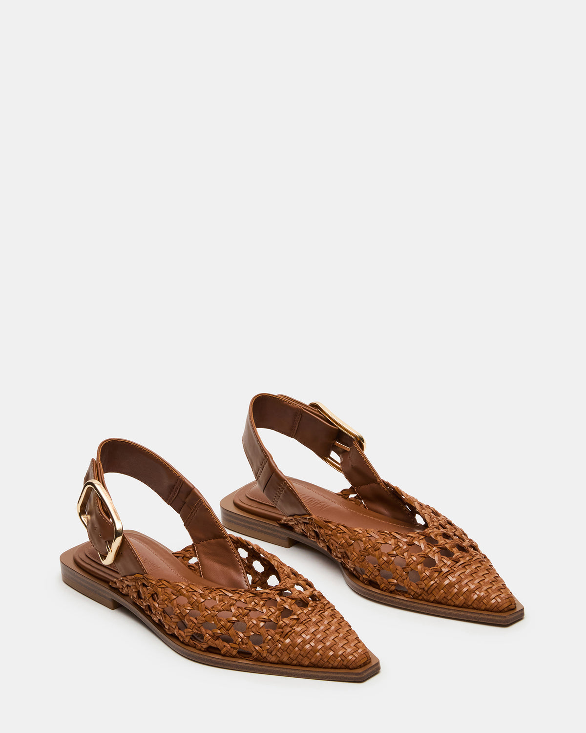 SHAY Woven Cognac Pointed-Toe Slingback Ballet Women's Flat | Steve Madden Popular
