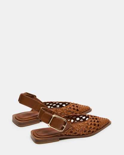 SHAY Woven Cognac Pointed-Toe Slingback Ballet Women's Flat | Steve Madden Popular
