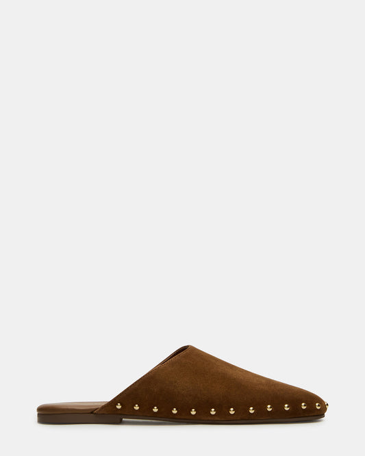 PEARSON Chestnut Suede Rounded-Toe Slip-On Women's Flat | Steve Madden Top Pick