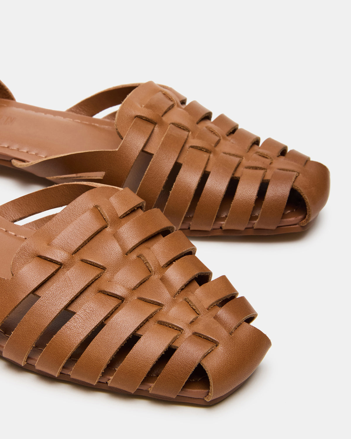 MEDLIN Tan Leather Square-Toe Fisherman Women's Flat | Steve Madden Essential