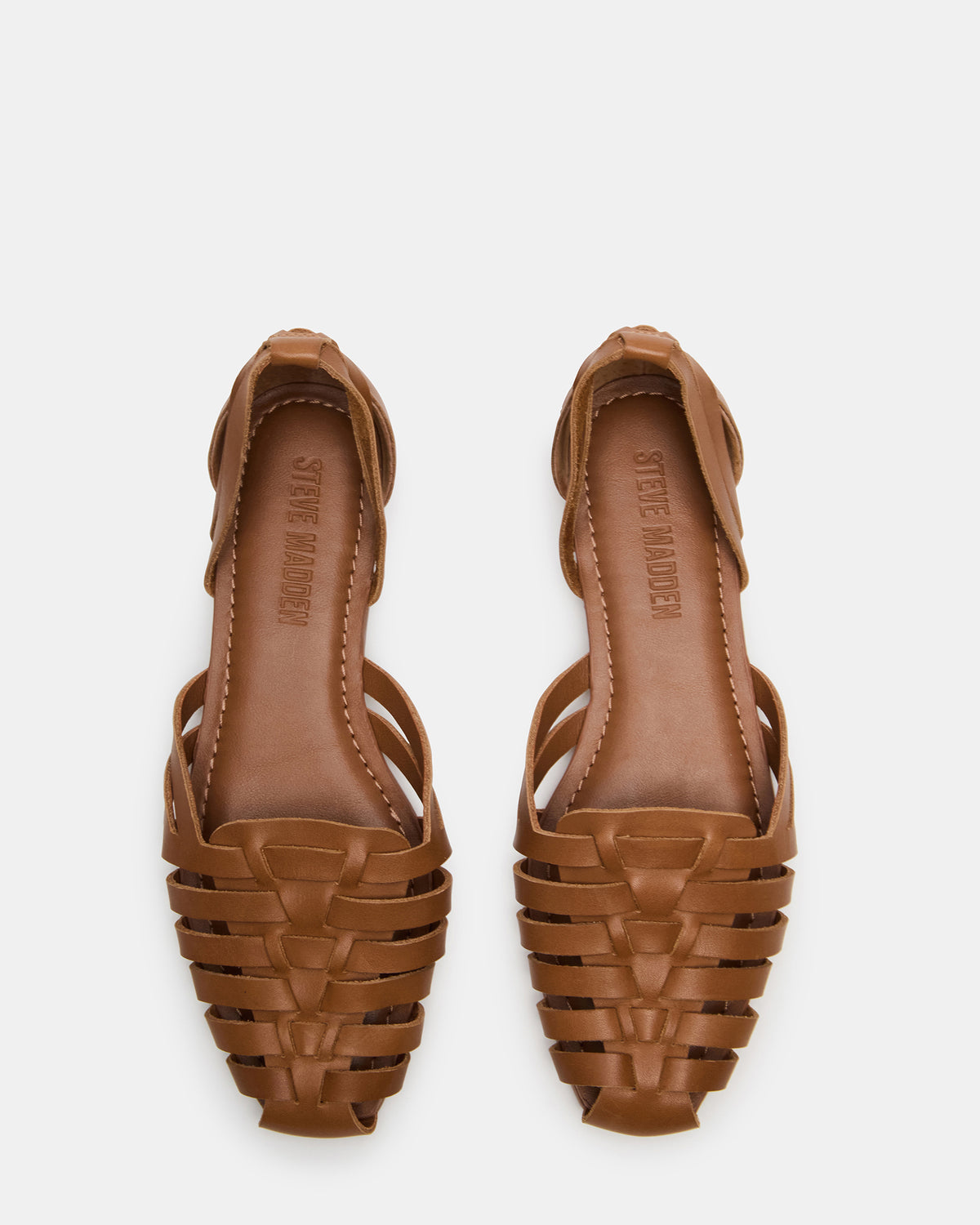 MEDLIN Tan Leather Square-Toe Fisherman Women's Flat | Steve Madden Essential