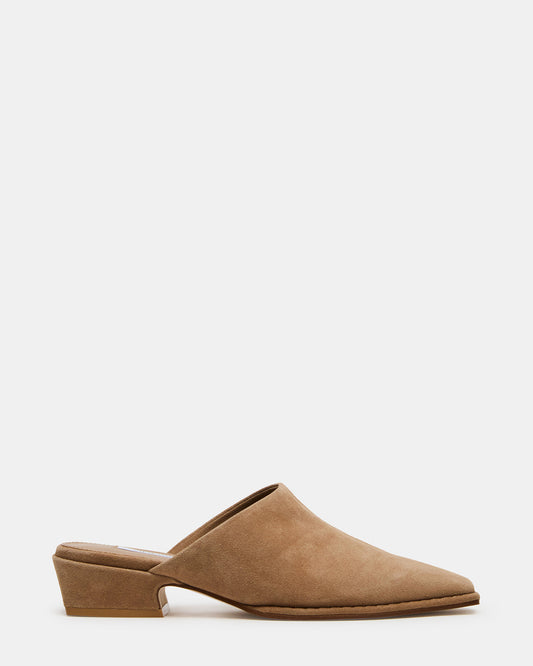 DESSA Taupe Suede Square-Toe Mule Women's Flat | Steve Madden Exclusive