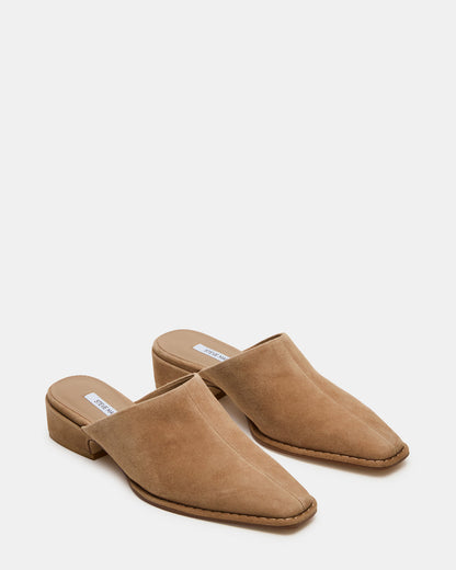 DESSA Taupe Suede Square-Toe Mule Women's Flat | Steve Madden Exclusive