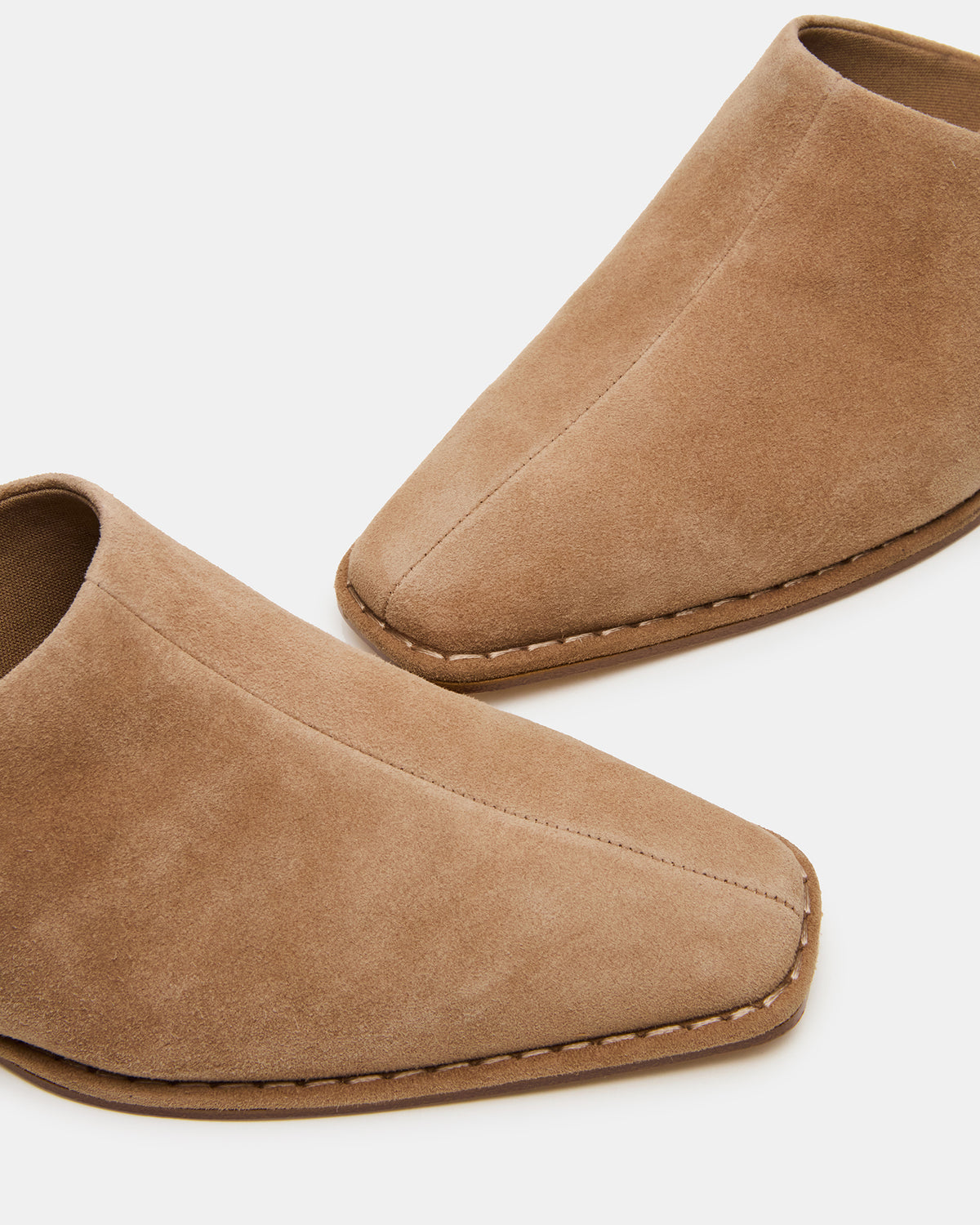 DESSA Taupe Suede Square-Toe Mule Women's Flat | Steve Madden Exclusive