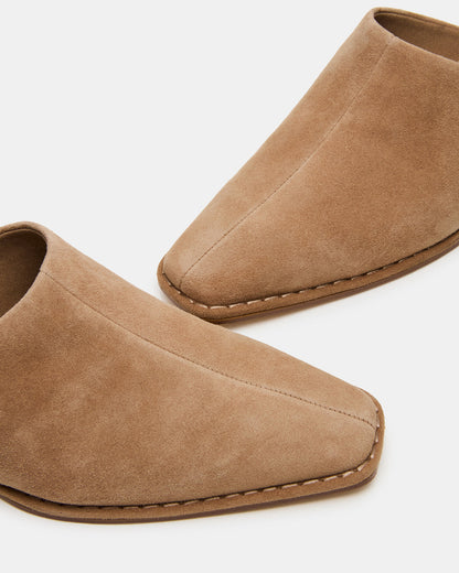 DESSA Taupe Suede Square-Toe Mule Women's Flat | Steve Madden Exclusive