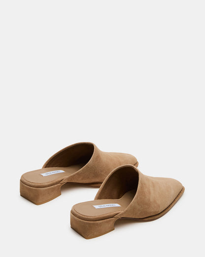 DESSA Taupe Suede Square-Toe Mule Women's Flat | Steve Madden Exclusive