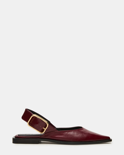 SHAY Burgundy Leather Pointed-Toe Slingback Ballet Women's Flat | Steve Madden Discount