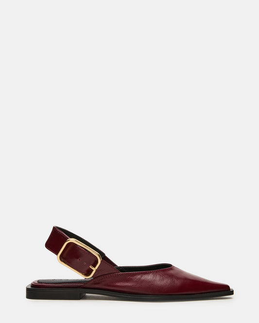 SHAY Burgundy Leather Pointed-Toe Slingback Ballet Women's Flat | Steve Madden Discount