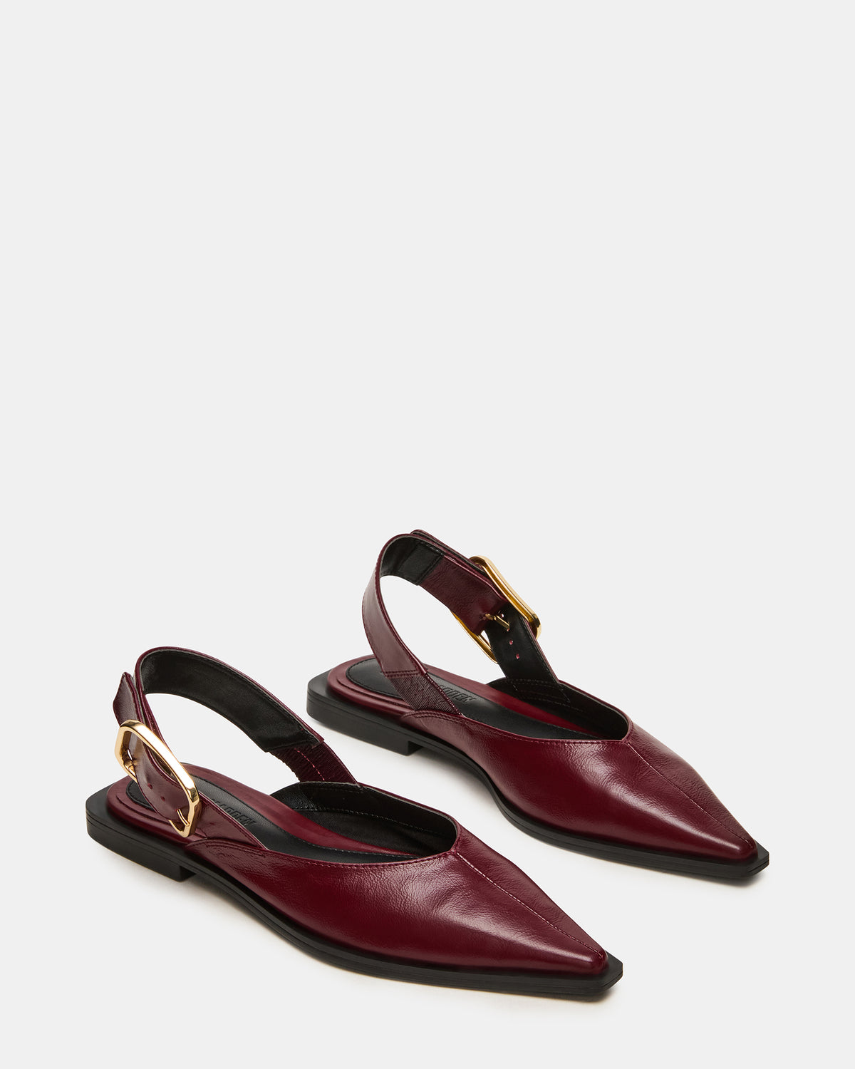 SHAY Burgundy Leather Pointed-Toe Slingback Ballet Women's Flat | Steve Madden Discount
