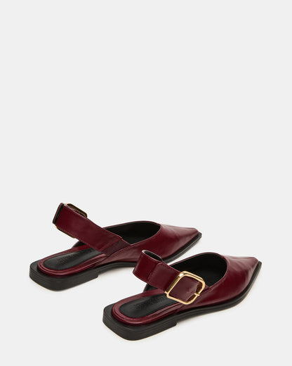 SHAY Burgundy Leather Pointed-Toe Slingback Ballet Women's Flat | Steve Madden Discount