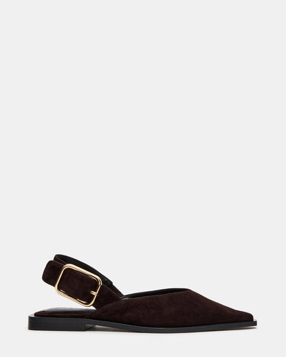 SHAY Brown Suede Pointed-Toe Slingback Ballet Women's Flat | Steve Madden Discount