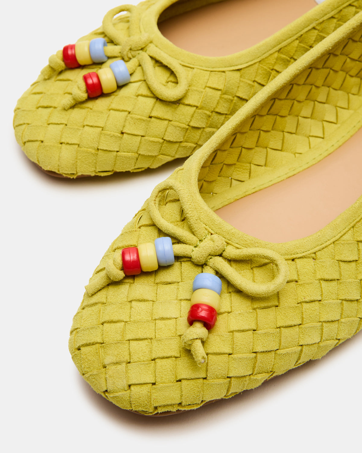 DIVY Lime Leather Woven Bow Ballet Round-Toe Women's Flat | Steve Madden Sale