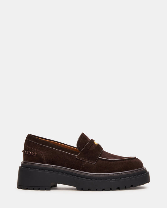 RAFTUS Brown Suede Platform Lug Women's Loafer | Steve Madden Recommended