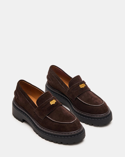 RAFTUS Brown Suede Platform Lug Women's Loafer | Steve Madden Recommended