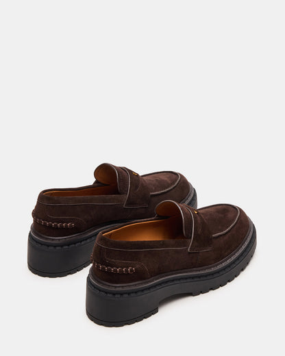 RAFTUS Brown Suede Platform Lug Women's Loafer | Steve Madden Recommended