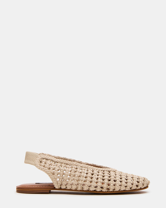 RUMI Bone Leather Woven Slingback Round-Toe Women's Flat | Steve Madden Value