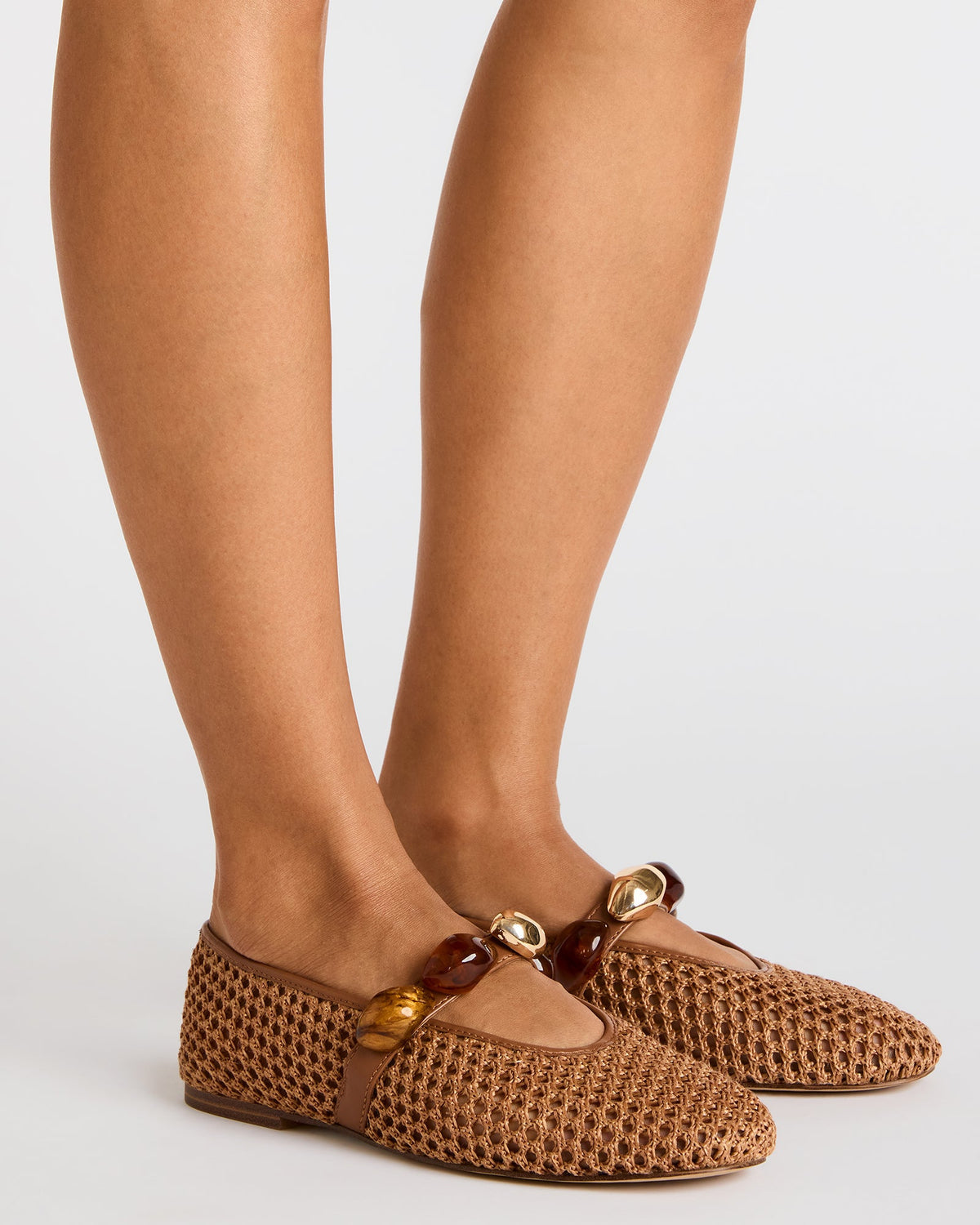POPPIN Brown Raffia Mary Jane Ballet Women's Flat | Steve Madden Everyday